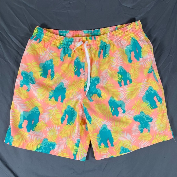 Chubbies Swim Trunks Men’s Large Gorilla Floral Pattern Lined Stretch Summer - Picture 1 of 7